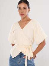 Front Wrap Puff Sleeve Top