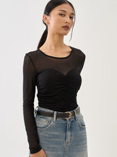 Long Sleeve Sweetheart Illusion Top