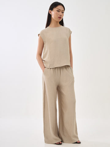Pleated Straight Leg Pants