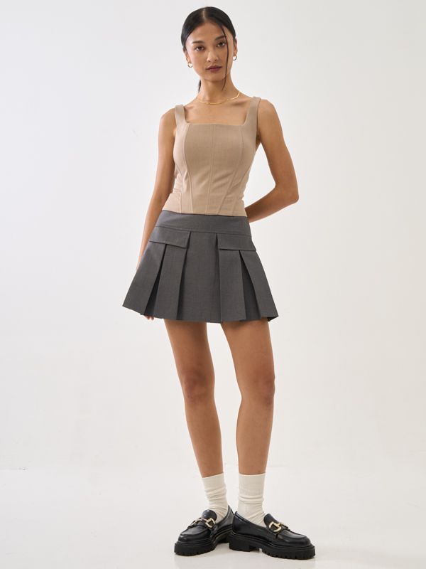 Square Neck Strap Corset Vest Top