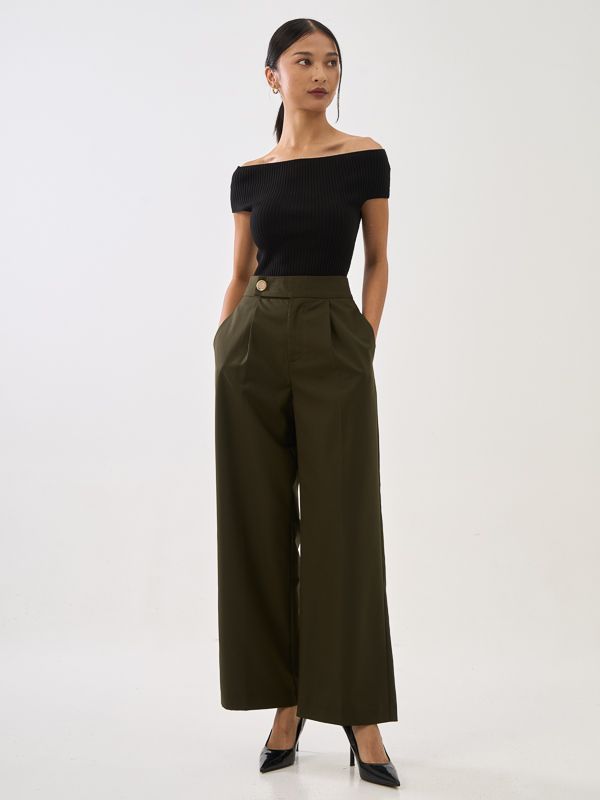 Off Shoulder Fitted Ribbed Knit Top