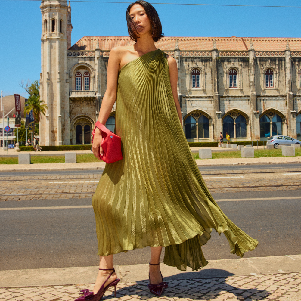 frame pleated cami dress Cami NYC Jennelyn Pleated Maxi Dress