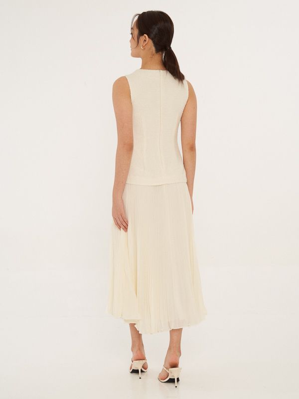 Sleeveless Tweed Long Dress