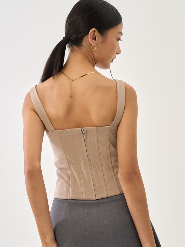 Square Neck Strap Corset Vest Top