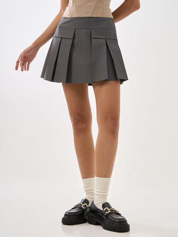 Box Pleated Mini Skirt