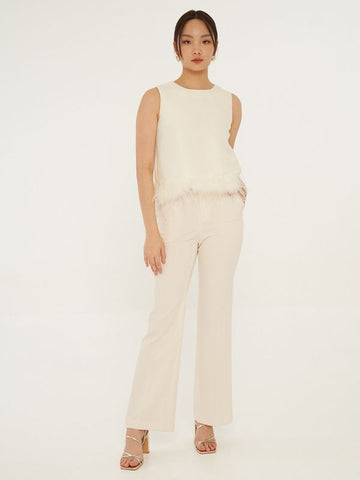 Feather Trimmed Sleeveless Top