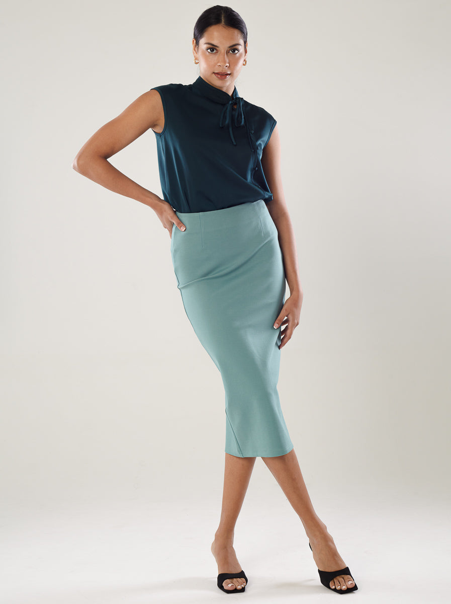 Knit Midi Pencil Skirt