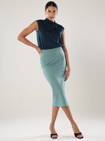 Knit Midi Pencil Skirt