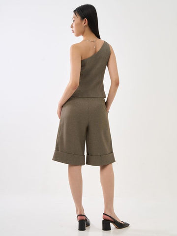 One Shoulder Plaid Top