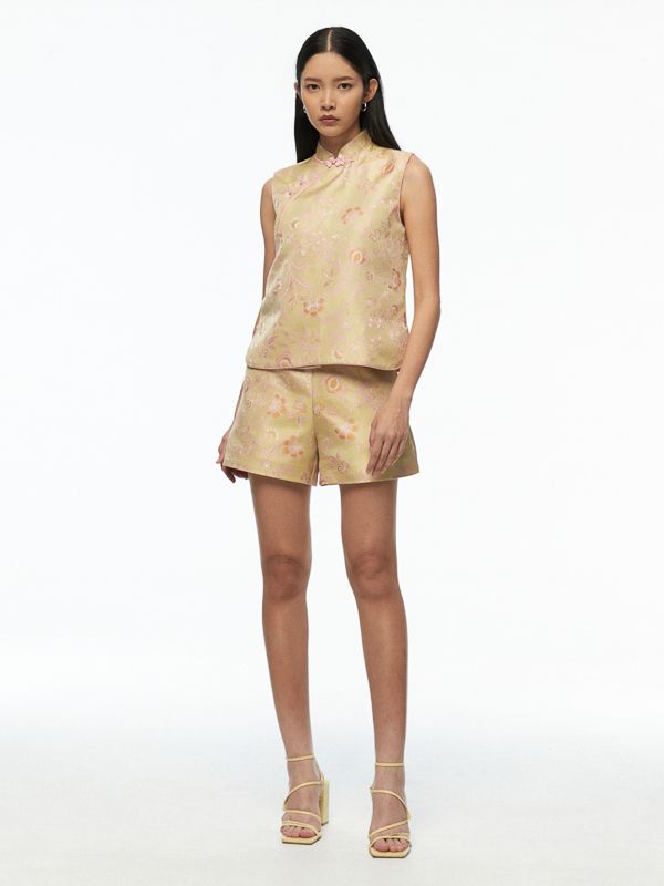 Mandarin Collared Sleeveless Top