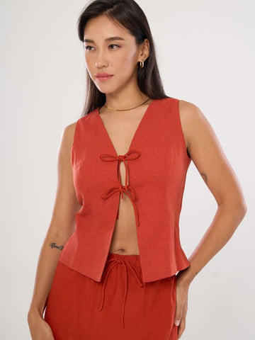 V-Neckline Top With Bows