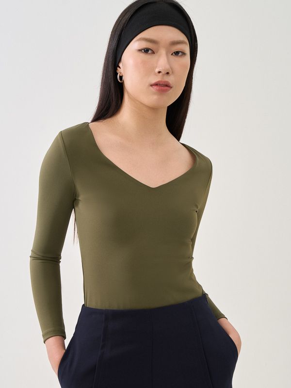 SupraSoft™ Basic V-Neck Long Sleeve Top