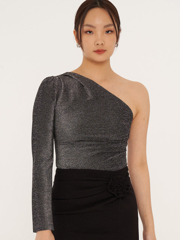 Glittery One Shoulder Top
