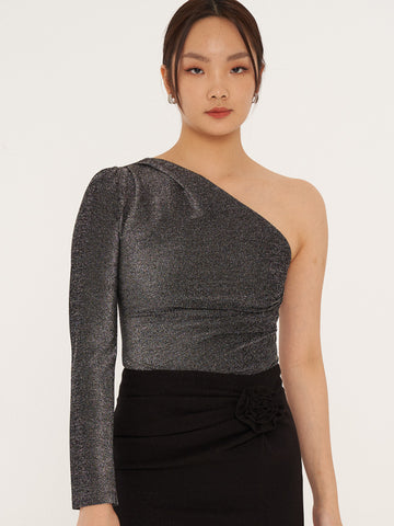 Glittery One Shoulder Top