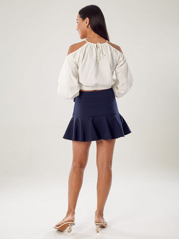 Mini Peplum Skort with Ribbon Strap
