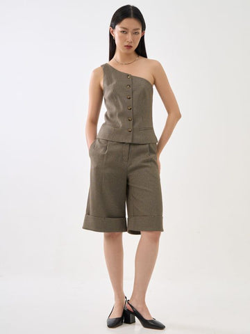 One Shoulder Plaid Top