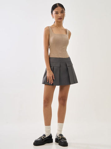 Box Pleated Mini Skirt