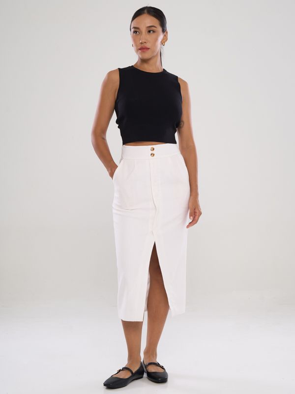 Tailored Column Midi Skirt