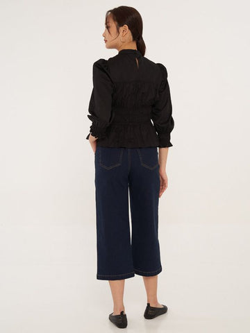 Denim Cropped Wide Leg Culottes