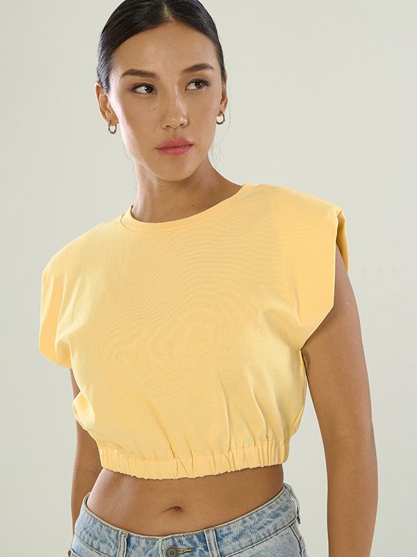 Cropped Top With Padded Shoulders
