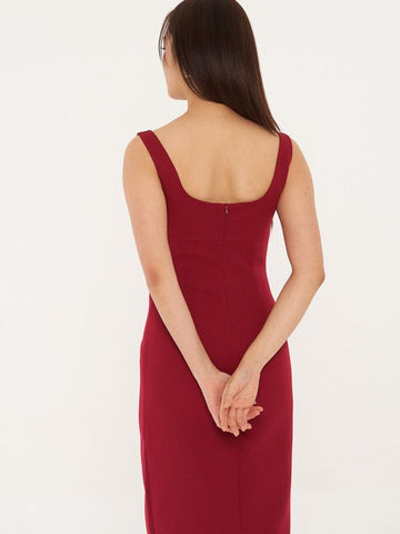 Square Neck Slit Dress