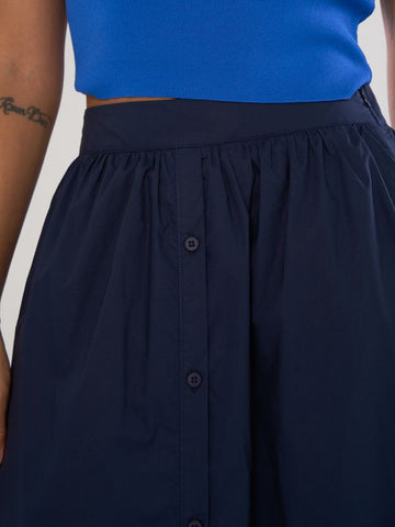 Elastic Flare Midi Skirt