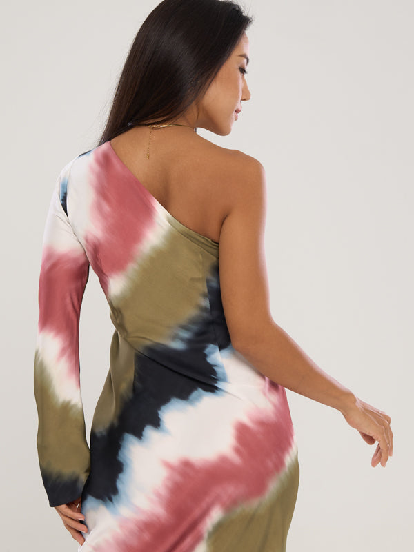 Tie-Dye One Shoulder Maxi Dress