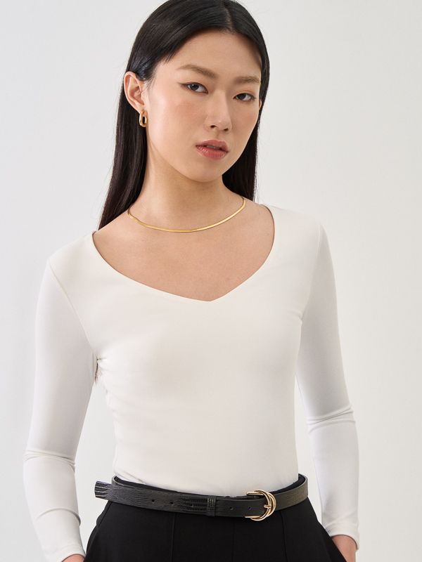 SupraSoft™ Basic V-Neck Long Sleeve Top