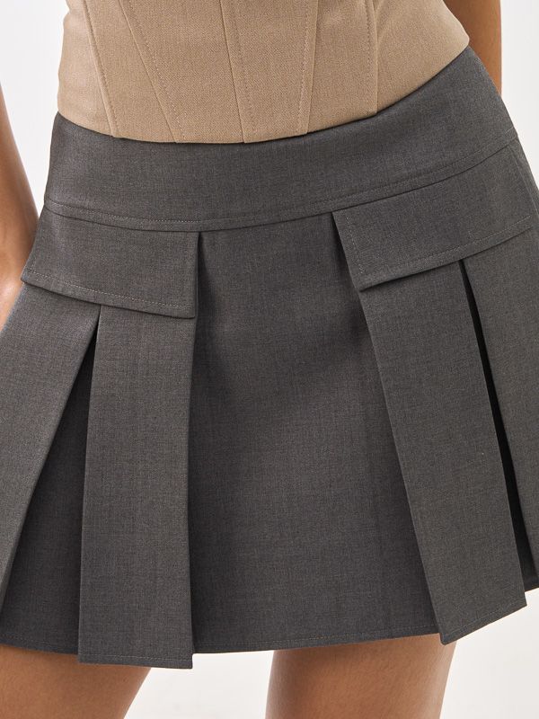 Box Pleated Mini Skirt