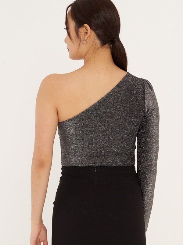 Glittery One Shoulder Top