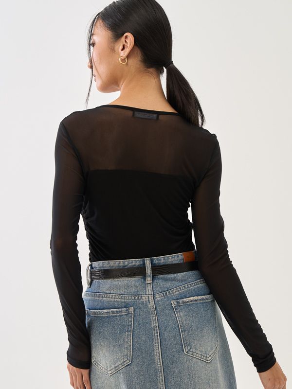 Long Sleeve Sweetheart Illusion Top