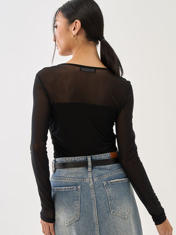 Long Sleeve Sweetheart Illusion Top