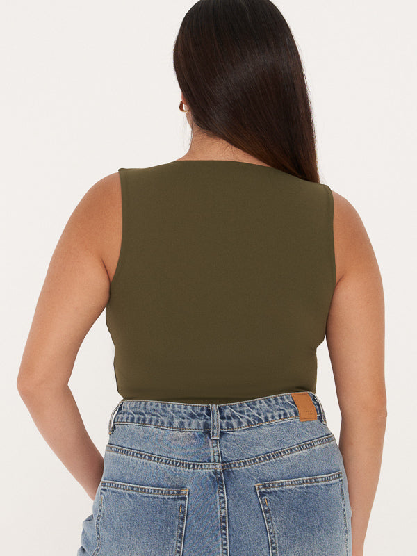SupraSoft™ Basic Padded V-Neck Crop Top