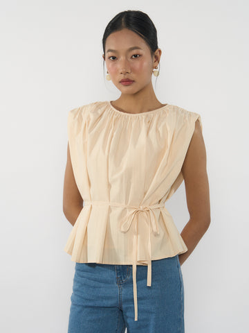 Gathered Sleeveless Blouse
