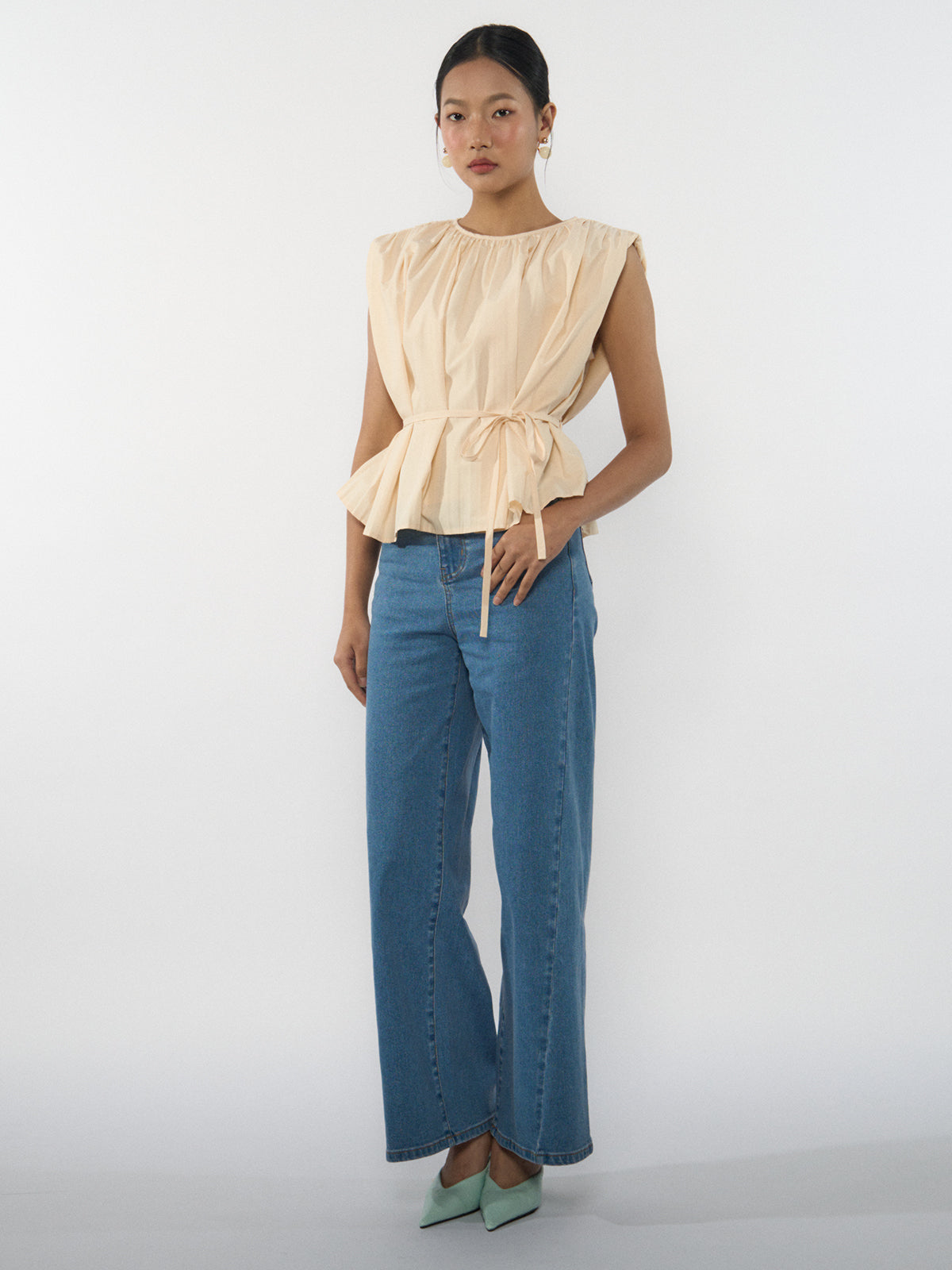 Gathered Sleeveless Blouse