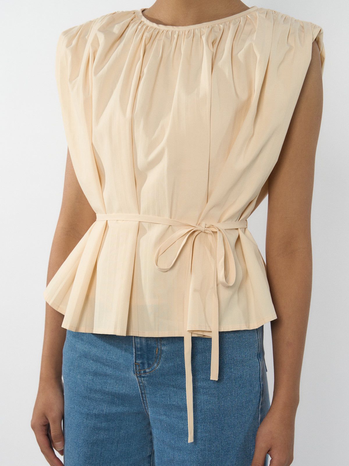 Gathered Sleeveless Blouse