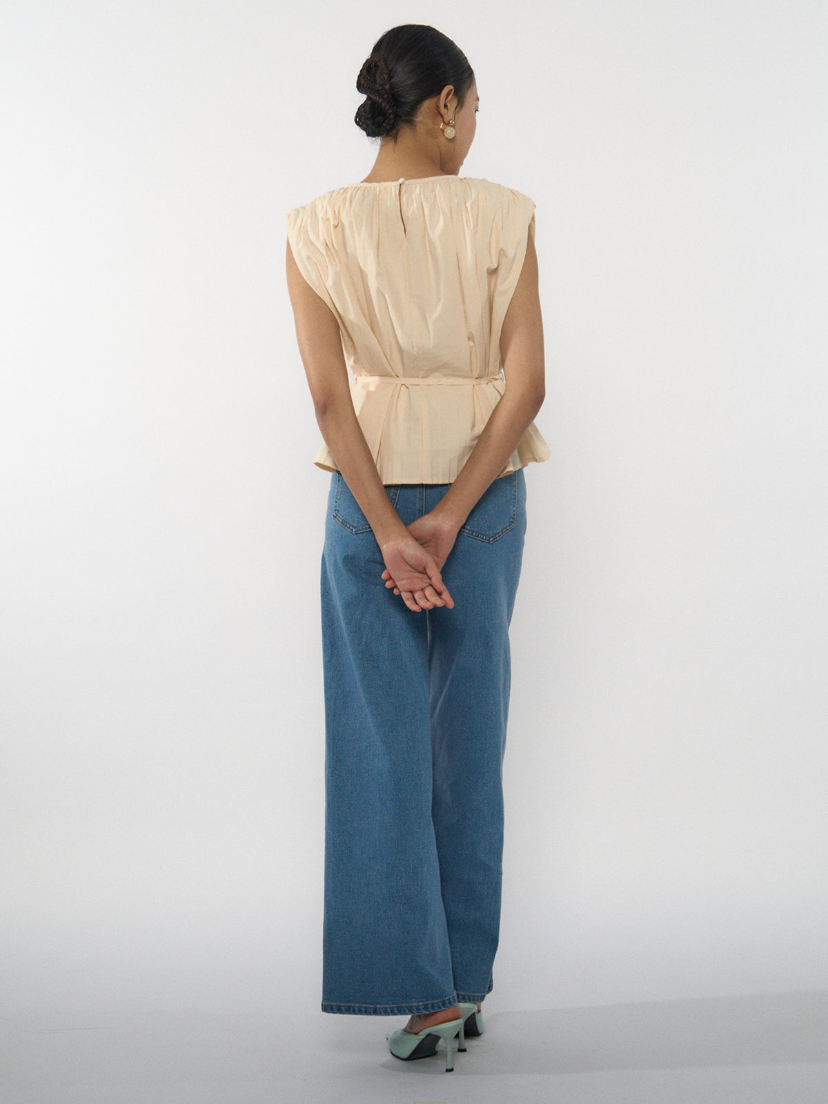 Gathered Sleeveless Blouse