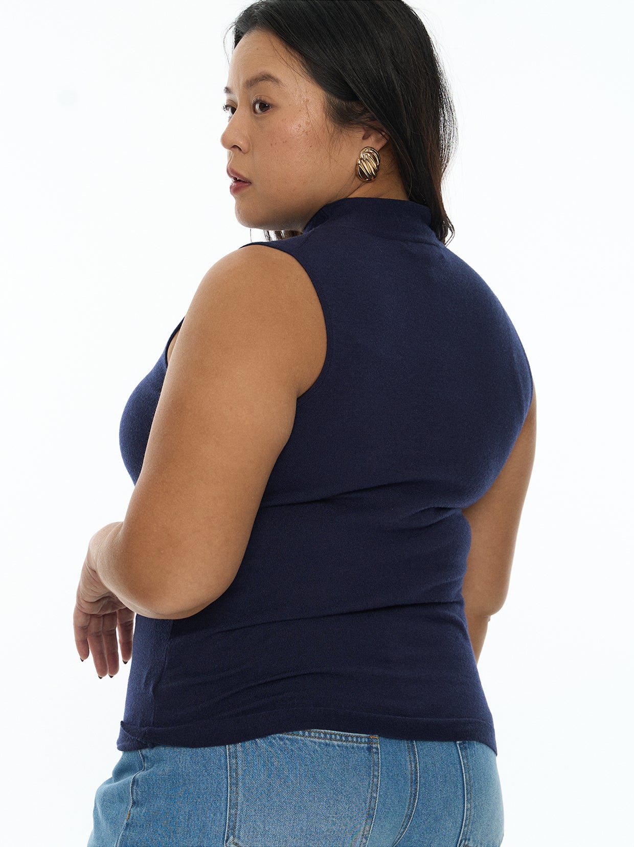 Mock Neck Sleeveless Knit Top