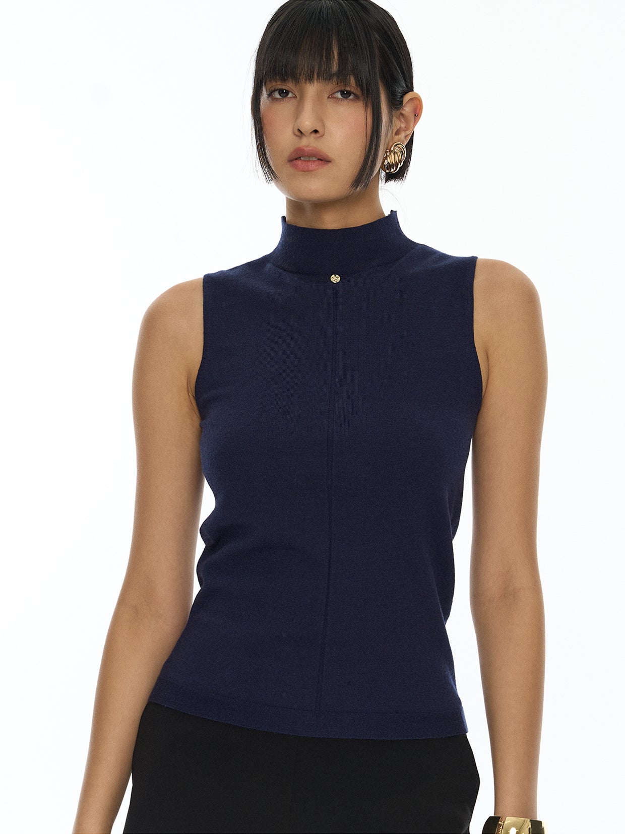 Mock Neck Sleeveless Knit Top