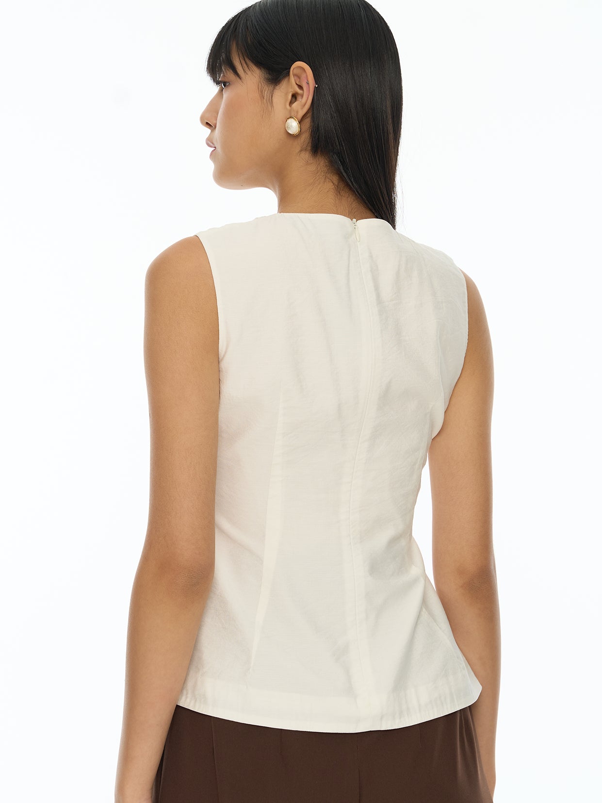 Front Gathered V-Neck Top