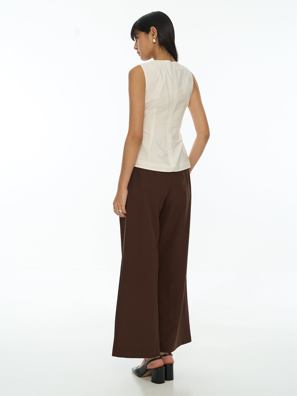 Front Gathered V-Neck Top