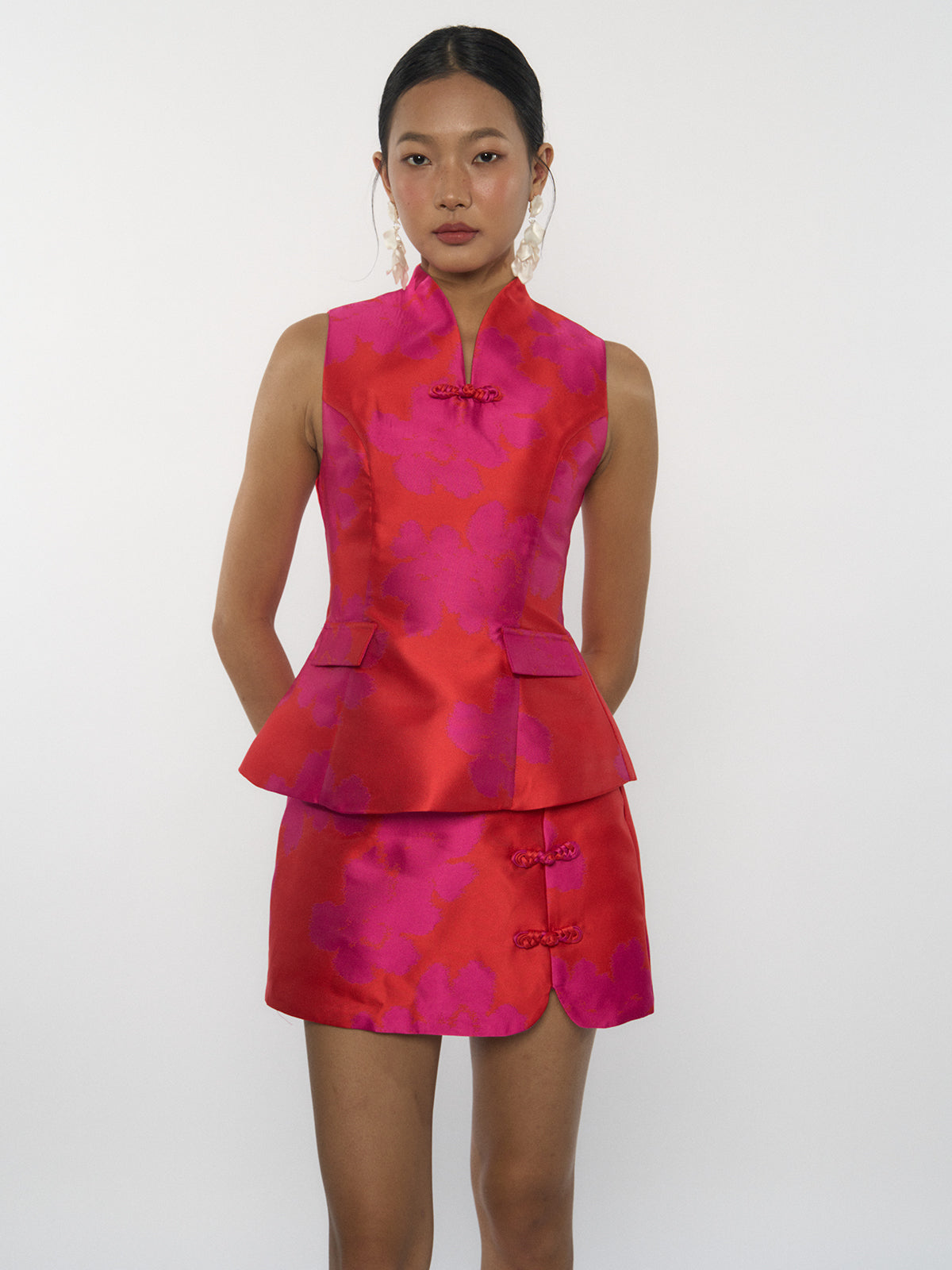 V-Neck Mandarin Collar Top