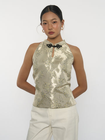Brocade Halter Neck Top