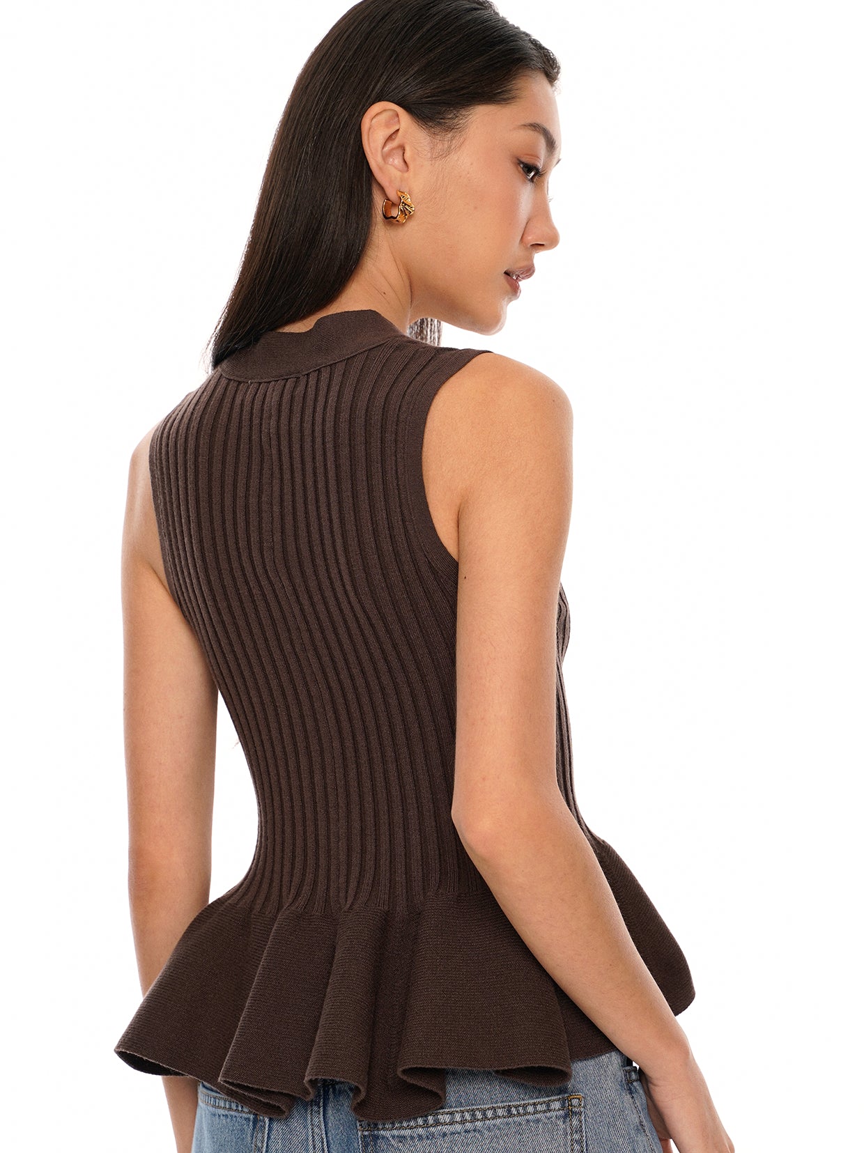 Ribbed Knit Peplum Top