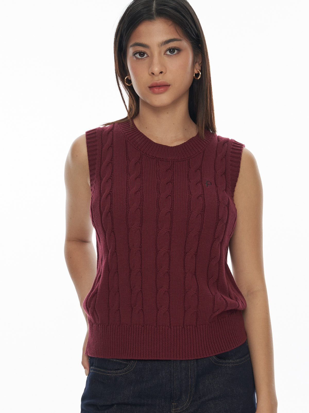 Cable-Knit Embroidered-Logo Top