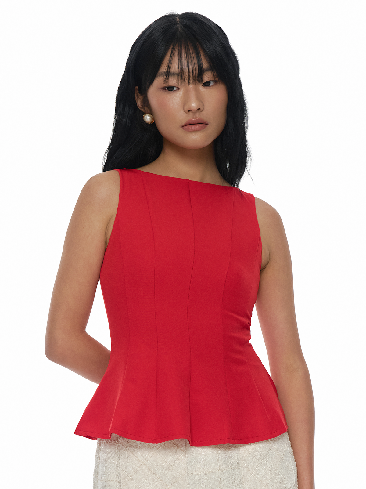 Boat Neck Peplum Top