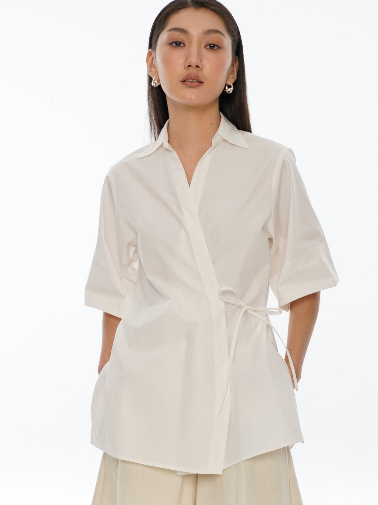 Crossover Self-Tie Shirt