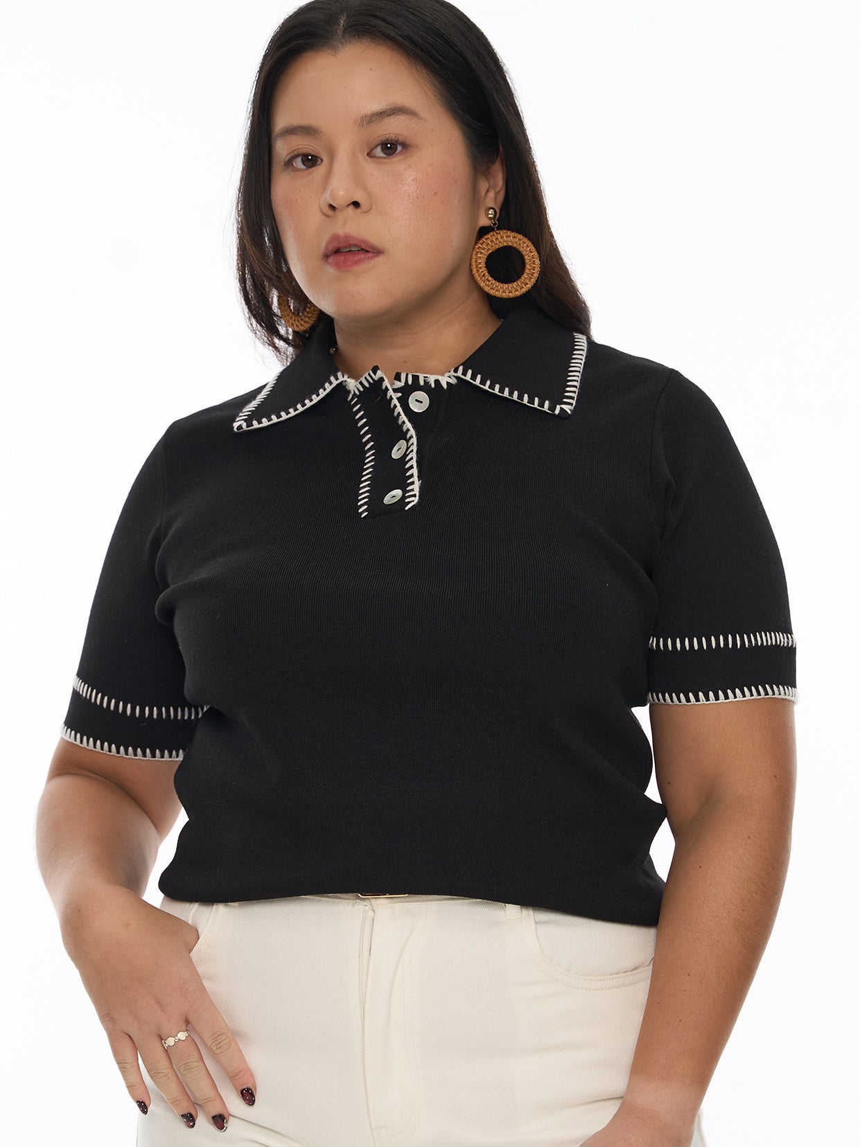 Knit Contrast Stitch Tee