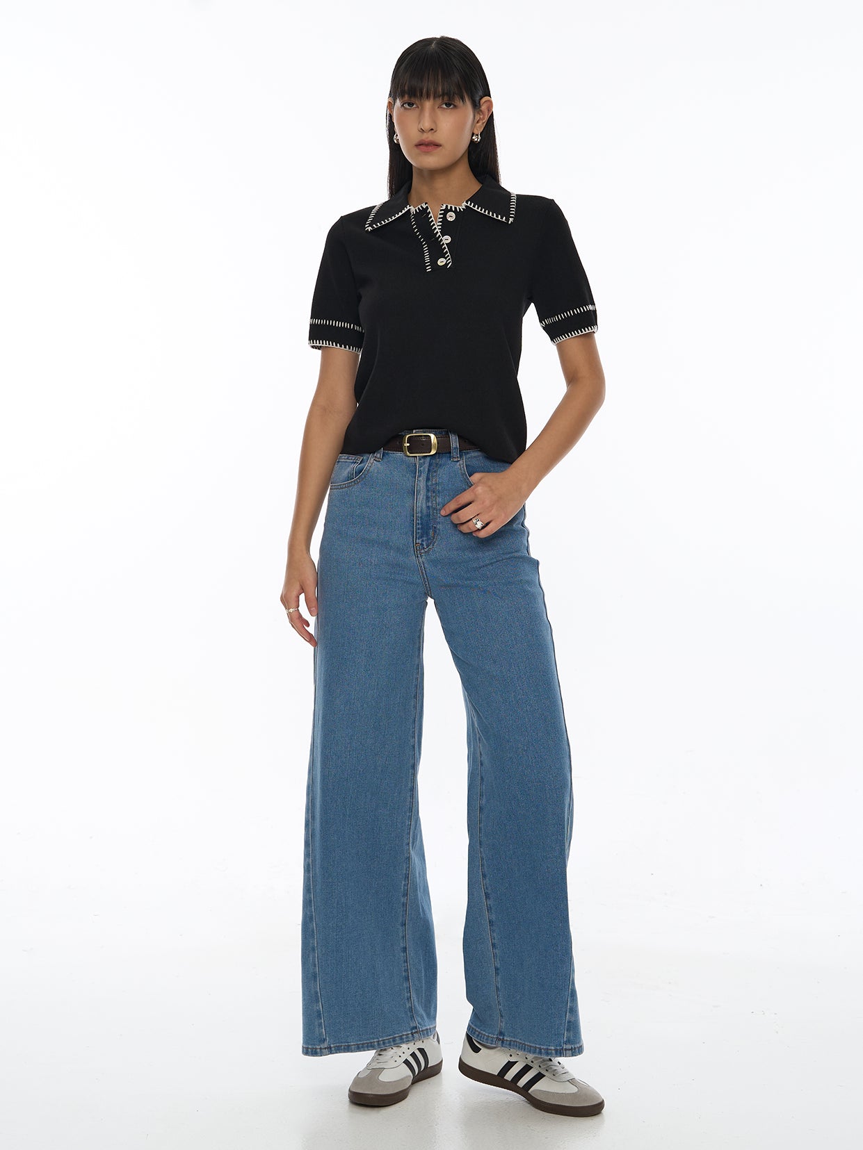 Knit Contrast Stitch Tee