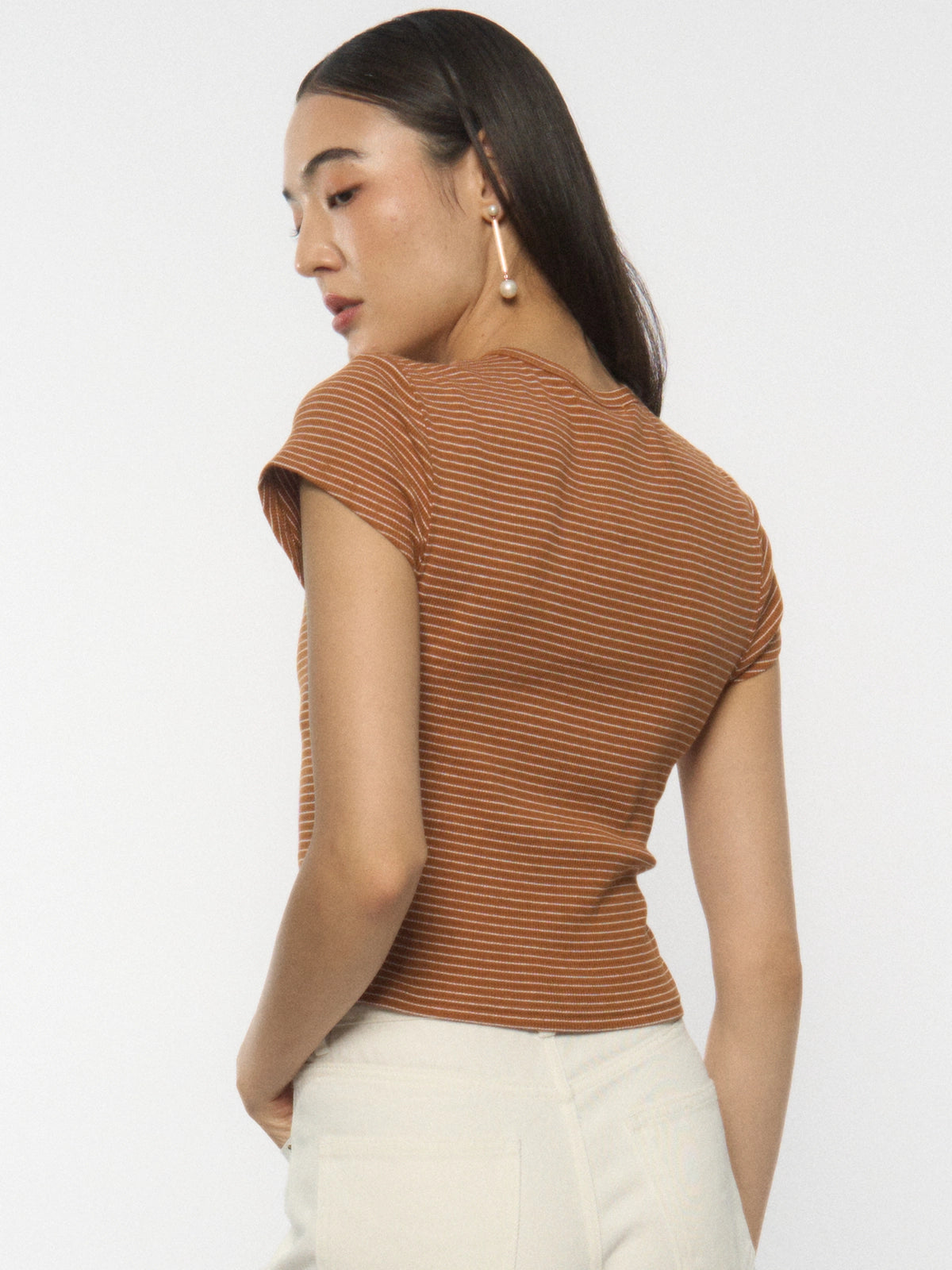 Ribbed Button-Front Knit Top
